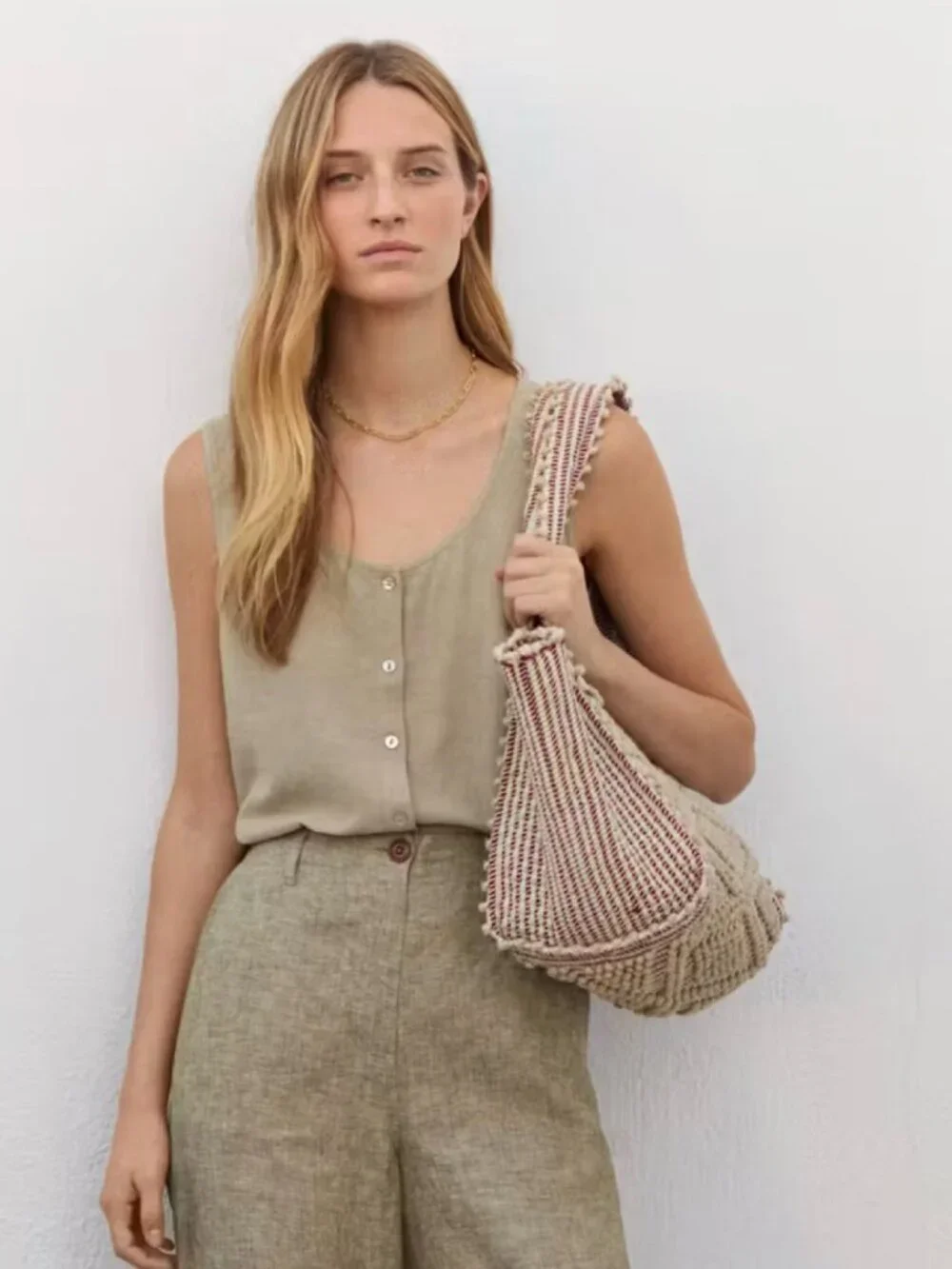 Antonello Tedde Knotted Cotton & Linen Bag in Burgundy